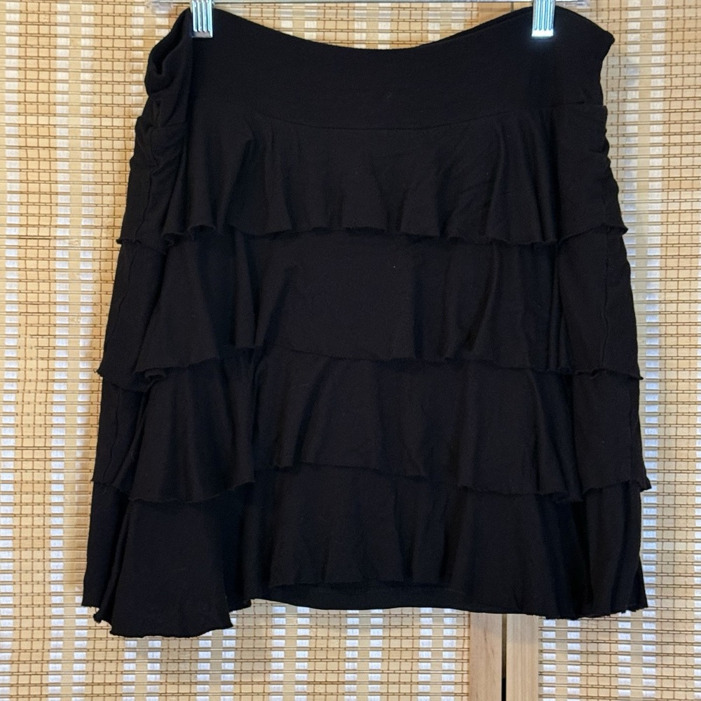International Concepts Womens LP Skirt Tiered Mini Black Whimsigoth Witchy Boho